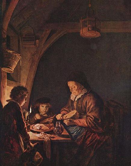 Gerard Dou Old Woman Cutting Bread Germany oil painting art